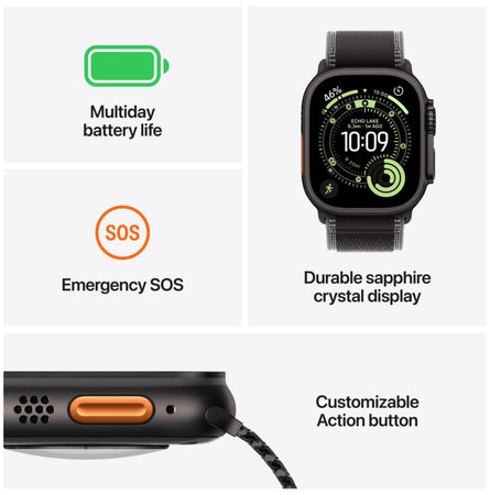 Apple Watch Ultra 3 GPS+Cell 49mm Black Titanium Case with Black Ocean Band