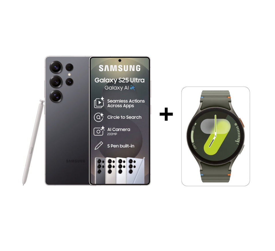 Samsung Galaxy S25 Ultra 5G 256GB DS - Titanium Black + Galaxy Watch7 44mm Green