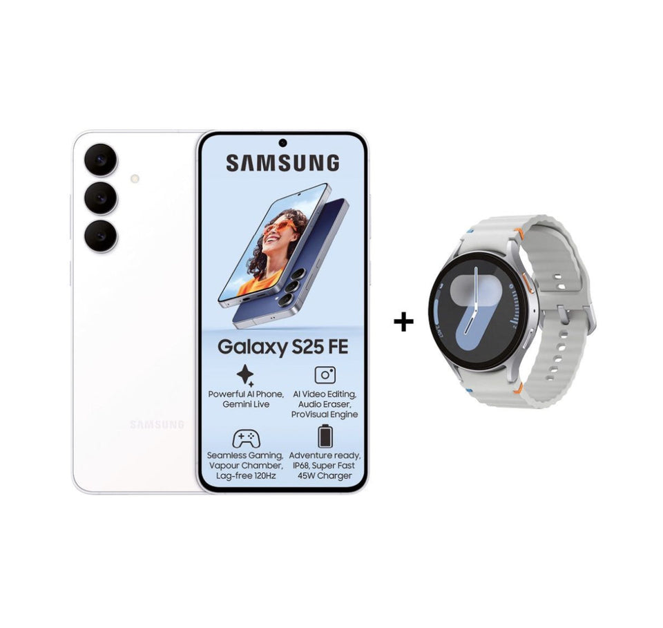 Samsung Galaxy S25 FE 5G 256GB - White + Samsung Galaxy Watch7 44mm BT Silver