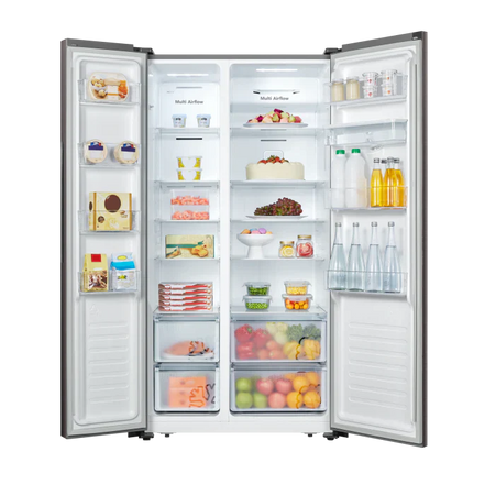 Hisense 514l Side By Side Fridge, Black Glass H670SMIB-WD